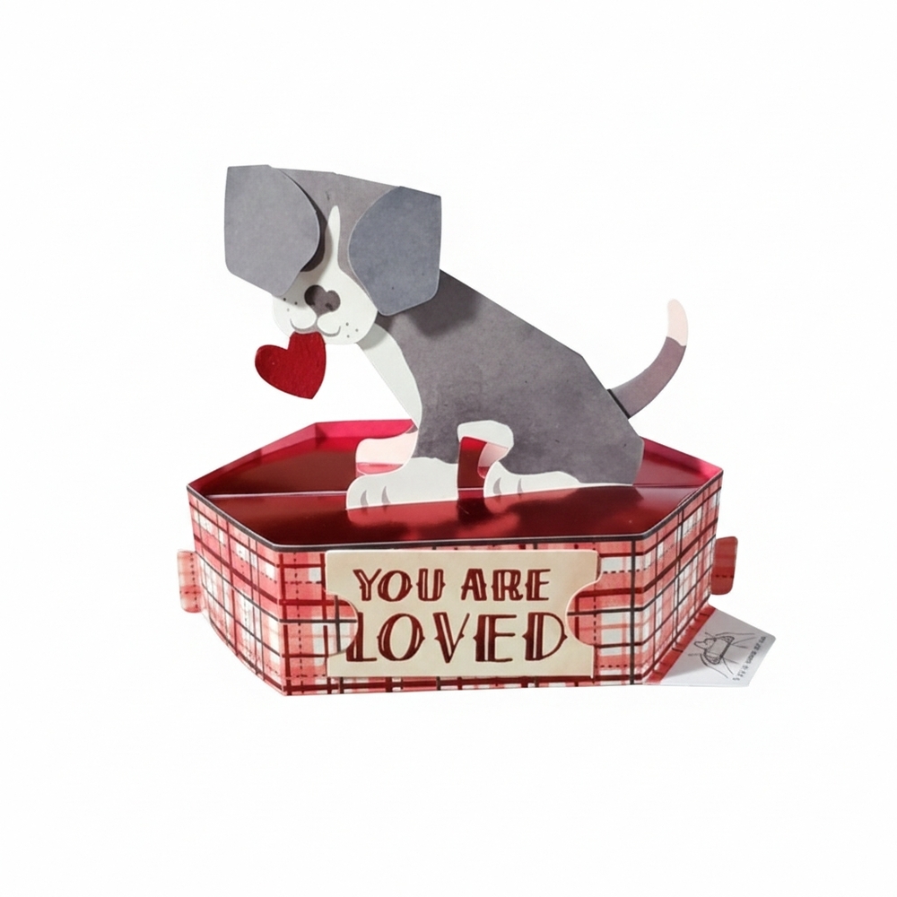 You Are Loved 3D Pop-up Card Puppy in Dog Bed You are Loved Family Distance